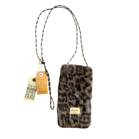 NWT Bellerose Halani Leopard Print Faux Fur Phone Bag Crossbody Pouch - Picture 2 of 8